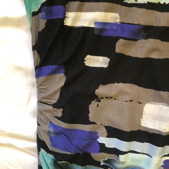 Kay Unger New York jersey dress with ruching and brushstroke design, size 6 - Picture 4 of 5